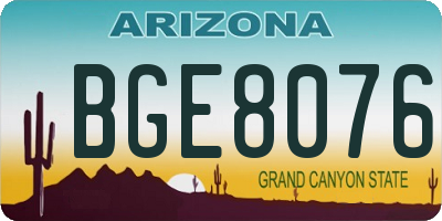 AZ license plate BGE8076