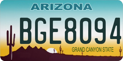 AZ license plate BGE8094