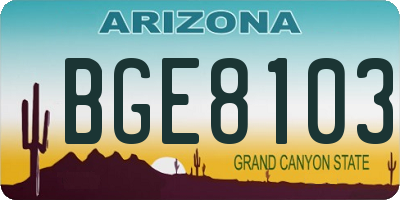 AZ license plate BGE8103