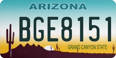 AZ license plate BGE8151