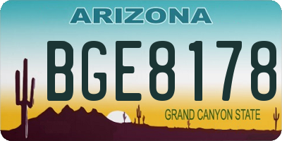 AZ license plate BGE8178