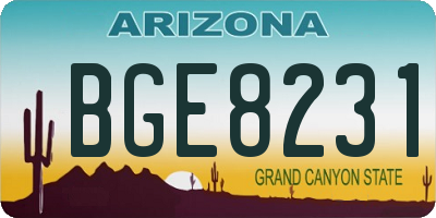 AZ license plate BGE8231