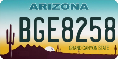AZ license plate BGE8258