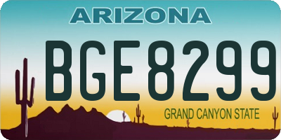 AZ license plate BGE8299