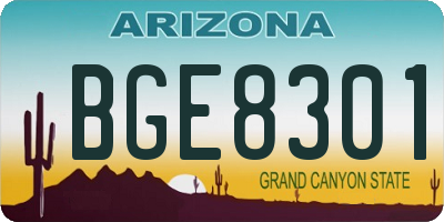 AZ license plate BGE8301