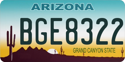 AZ license plate BGE8322