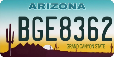 AZ license plate BGE8362