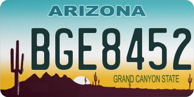 AZ license plate BGE8452