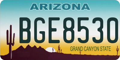 AZ license plate BGE8530