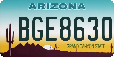 AZ license plate BGE8630