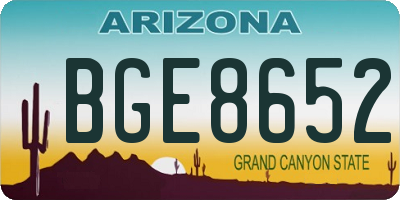 AZ license plate BGE8652