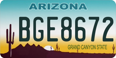 AZ license plate BGE8672