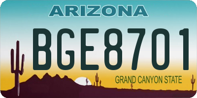 AZ license plate BGE8701