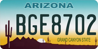 AZ license plate BGE8702