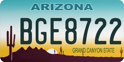 AZ license plate BGE8722