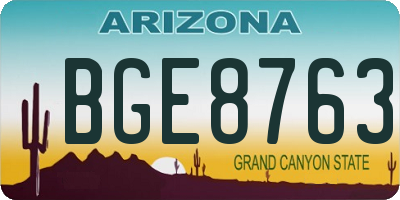 AZ license plate BGE8763