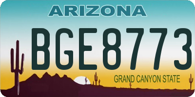 AZ license plate BGE8773