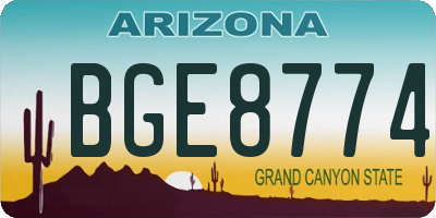 AZ license plate BGE8774