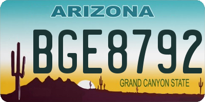 AZ license plate BGE8792