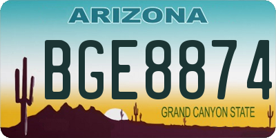 AZ license plate BGE8874