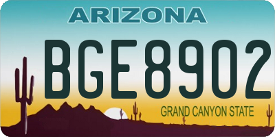 AZ license plate BGE8902