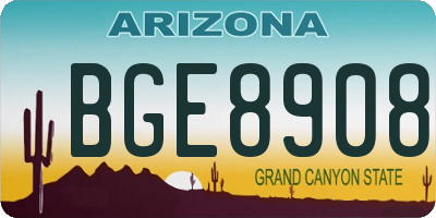 AZ license plate BGE8908