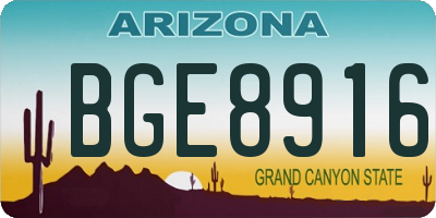 AZ license plate BGE8916