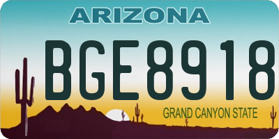AZ license plate BGE8918