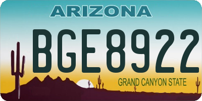 AZ license plate BGE8922
