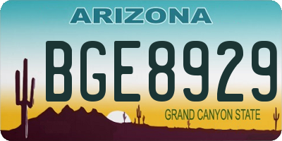 AZ license plate BGE8929
