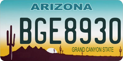 AZ license plate BGE8930