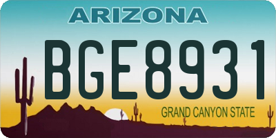 AZ license plate BGE8931