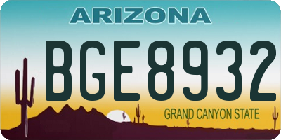 AZ license plate BGE8932