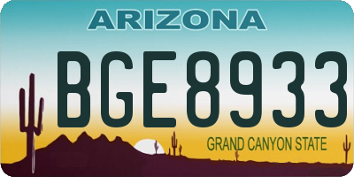 AZ license plate BGE8933