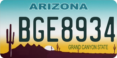 AZ license plate BGE8934