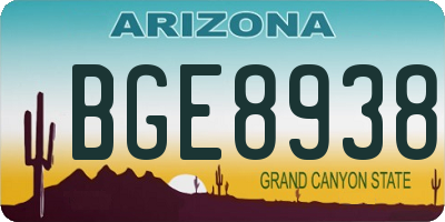 AZ license plate BGE8938
