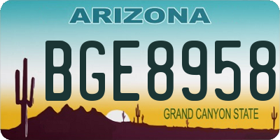 AZ license plate BGE8958