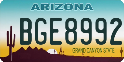 AZ license plate BGE8992