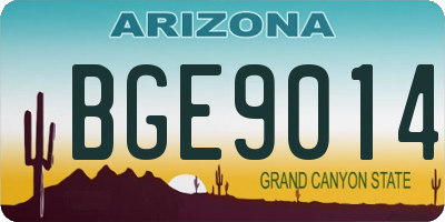 AZ license plate BGE9014