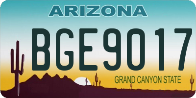 AZ license plate BGE9017