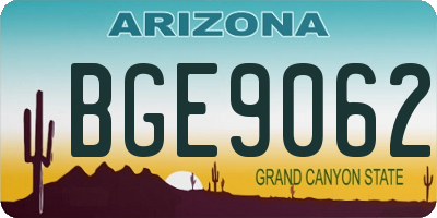 AZ license plate BGE9062