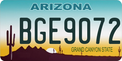 AZ license plate BGE9072