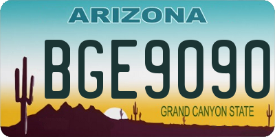 AZ license plate BGE9090