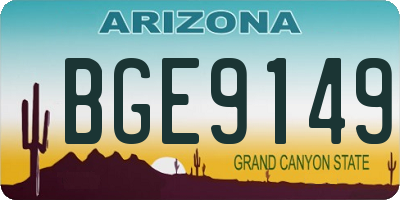 AZ license plate BGE9149