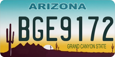 AZ license plate BGE9172