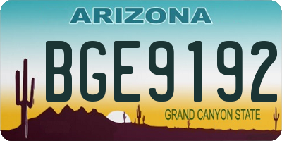AZ license plate BGE9192