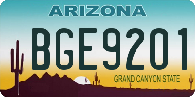AZ license plate BGE9201