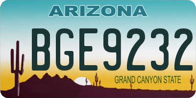 AZ license plate BGE9232