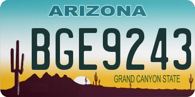 AZ license plate BGE9243