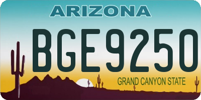 AZ license plate BGE9250